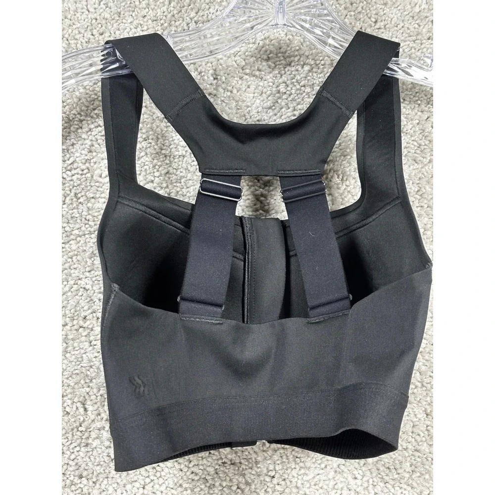 All in Motion‎ Womens Black Front Zip High Support Sports Bra 34C Racerback 4135
